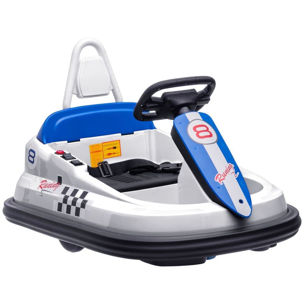 image-HOMCOM 6V Kids Bumper Car, 360-Degree Rotation Waltzer Car w/ 2 Speeds - White