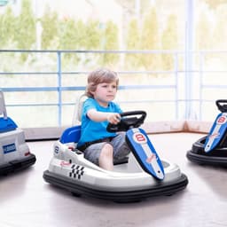 image-HOMCOM 6V Kids Bumper Car, 360-Degree Rotation Waltzer Car w/ 2 Speeds - White