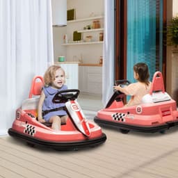 image-HOMCOM 6V Kids Bumper Car, 360-Degree Rotation Waltzer Car w/ 2 Speeds - Pink