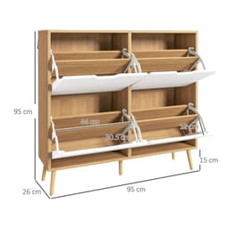 image-HOMCOM Shoe Storage Cabinet with 4 Flip Drawers for 16 Pairs of Shoes, Natural