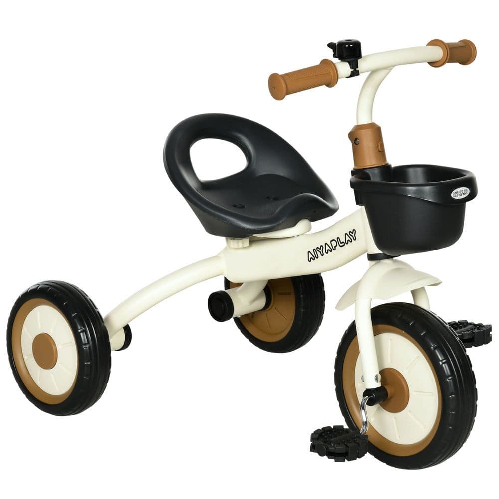 image-Kids Trike, Tricycle with Adjustable Seat, Basket, Bell for Ages 2-5 Years White