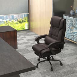 image-PU Leather Massage Office Chair with 6 Vibration Points Adjustable Height Brown
