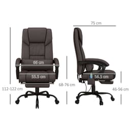 image-PU Leather Massage Office Chair with 6 Vibration Points Adjustable Height Brown