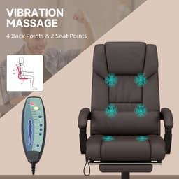image-PU Leather Massage Office Chair with 6 Vibration Points Adjustable Height Brown