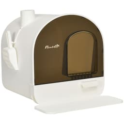 image-Hooded Cat Litter Tray Kitten Toilet w/ Scoop, Filter, Flap Door 43 x 44 x 47cm
