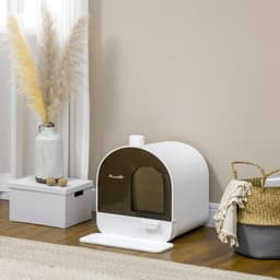 image-Hooded Cat Litter Tray Kitten Toilet w/ Scoop, Filter, Flap Door 43 x 44 x 47cm