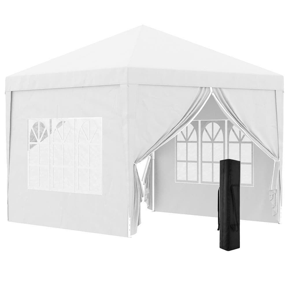 image-Outsunny 3mx3m Pop Up Gazebo Party Tent Canopy Marquee with Storage Bag White