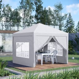 image-Outsunny 3mx3m Pop Up Gazebo Party Tent Canopy Marquee with Storage Bag White