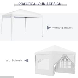 image-Outsunny 3mx3m Pop Up Gazebo Party Tent Canopy Marquee with Storage Bag White