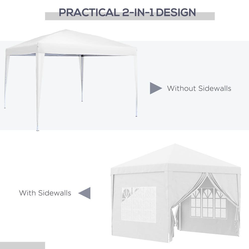 image-Outsunny 3mx3m Pop Up Gazebo Party Tent Canopy Marquee with Storage Bag White