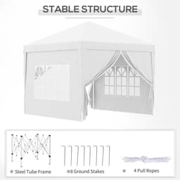 image-Outsunny 3mx3m Pop Up Gazebo Party Tent Canopy Marquee with Storage Bag White