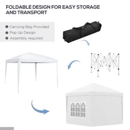 image-Outsunny 3mx3m Pop Up Gazebo Party Tent Canopy Marquee with Storage Bag White