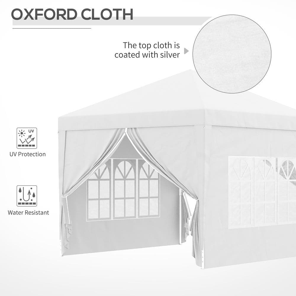 image-Outsunny 3mx3m Pop Up Gazebo Party Tent Canopy Marquee with Storage Bag White