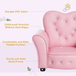 image-Kids Toddler Sofa Children Armchair Seating Chair Relax Girl Princess Pink