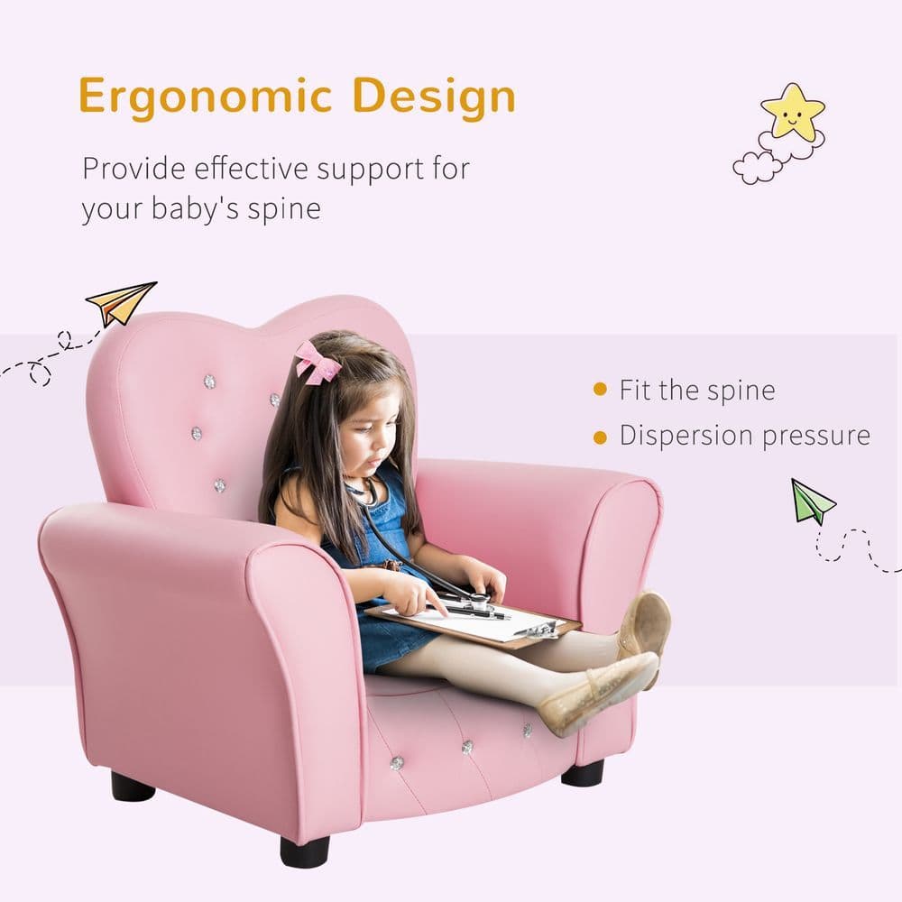image-Kids Toddler Sofa Children Armchair Seating Chair Relax Girl Princess Pink