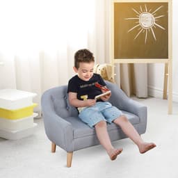 image-Kids Mini Sofa Children Armchair Seating Chair Bedroom Playroom Furniture Grey