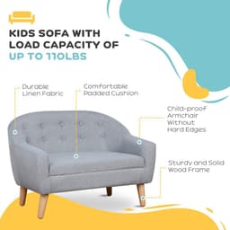 image-Kids Mini Sofa Children Armchair Seating Chair Bedroom Playroom Furniture Grey