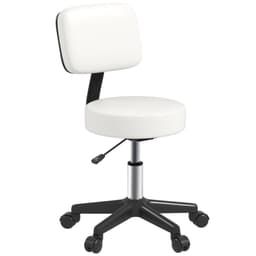 image-HOMCOM Adjustable Swivel Salon Chair Padded Seat Back 5 Wheels White