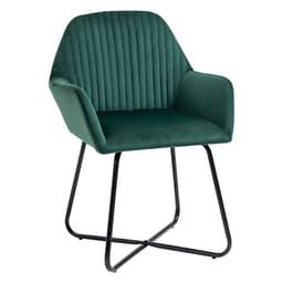 image-Modern Accent Chair Velvet-Feel Upholstered Lounge Armchair Metal Base Green