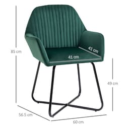 image-Modern Accent Chair Velvet-Feel Upholstered Lounge Armchair Metal Base Green