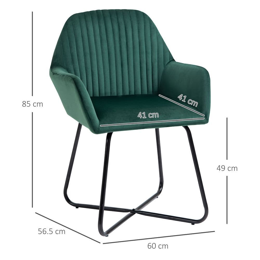 image-Modern Accent Chair Velvet-Feel Upholstered Lounge Armchair Metal Base Green