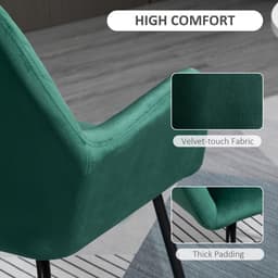 image-Modern Accent Chair Velvet-Feel Upholstered Lounge Armchair Metal Base Green