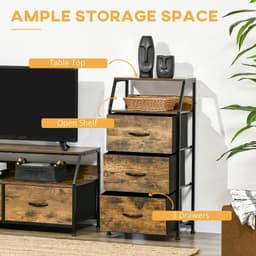 image-HOMCOM Industrial 3 Drawers Storage Cabinet w/ Display Shelves for Living Room