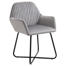 image-Modern Accent Chair Velvet-Feel Upholstered Lounge Armchair Metal Base Grey