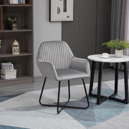 image-Modern Accent Chair Velvet-Feel Upholstered Lounge Armchair Metal Base Grey