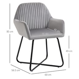 image-Modern Accent Chair Velvet-Feel Upholstered Lounge Armchair Metal Base Grey