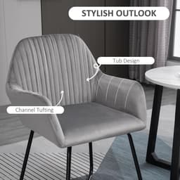 image-Modern Accent Chair Velvet-Feel Upholstered Lounge Armchair Metal Base Grey