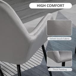image-Modern Accent Chair Velvet-Feel Upholstered Lounge Armchair Metal Base Grey