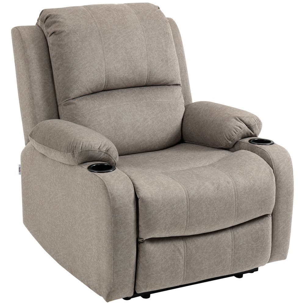 image-HOMCOM Recliner Armchair for Living Room, Recliner Chair with Cup Holder