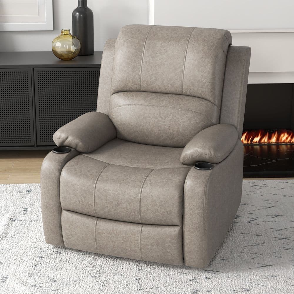 image-HOMCOM Recliner Armchair for Living Room, Recliner Chair with Cup Holder