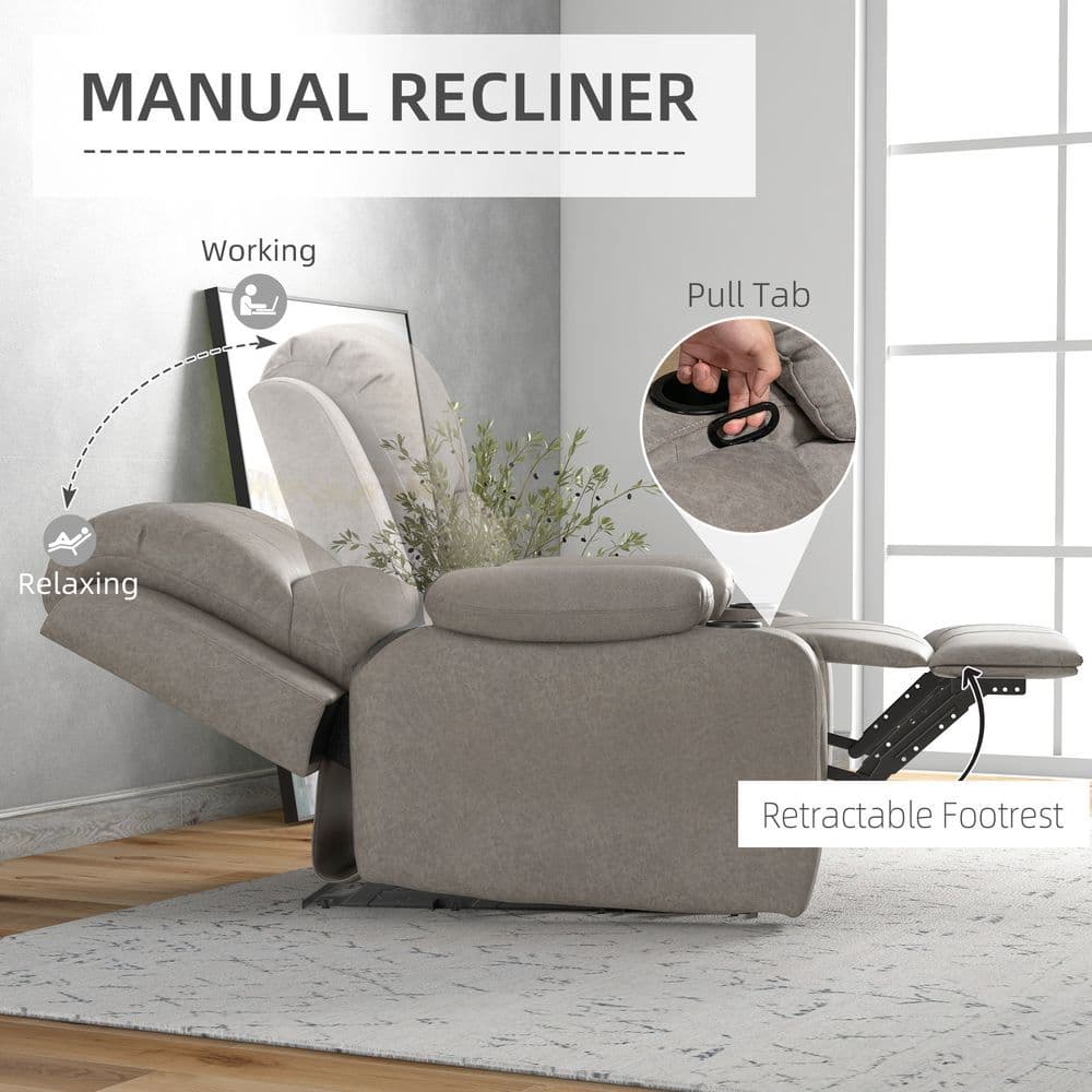 image-HOMCOM Recliner Armchair for Living Room, Recliner Chair with Cup Holder