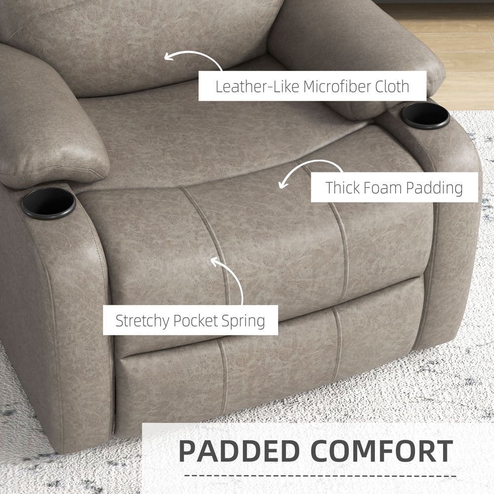 image-HOMCOM Recliner Armchair for Living Room, Recliner Chair with Cup Holder