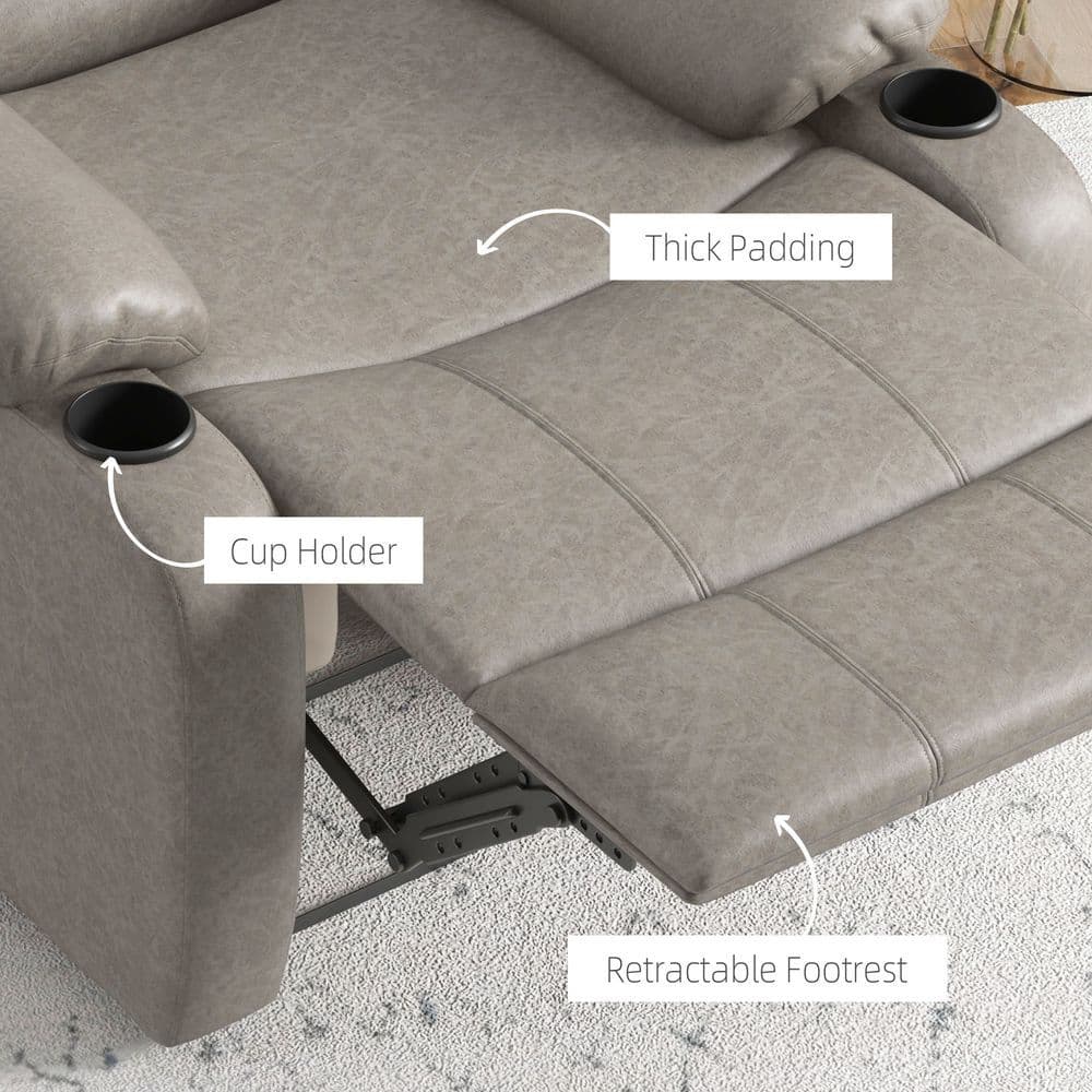 image-HOMCOM Recliner Armchair for Living Room, Recliner Chair with Cup Holder