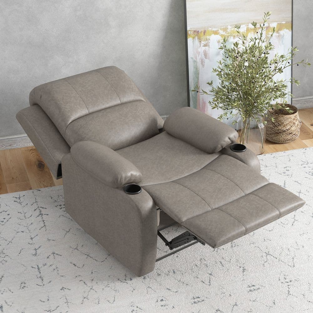 image-HOMCOM Recliner Armchair for Living Room, Recliner Chair with Cup Holder