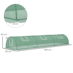 image-Outsunny PE Mini Greenhouse, 3m Portable Tunnel Green House with 5 Mesh Windows