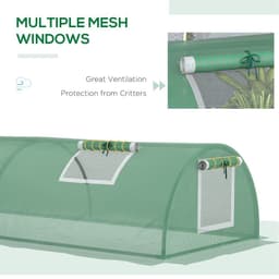 image-Outsunny PE Mini Greenhouse, 3m Portable Tunnel Green House with 5 Mesh Windows