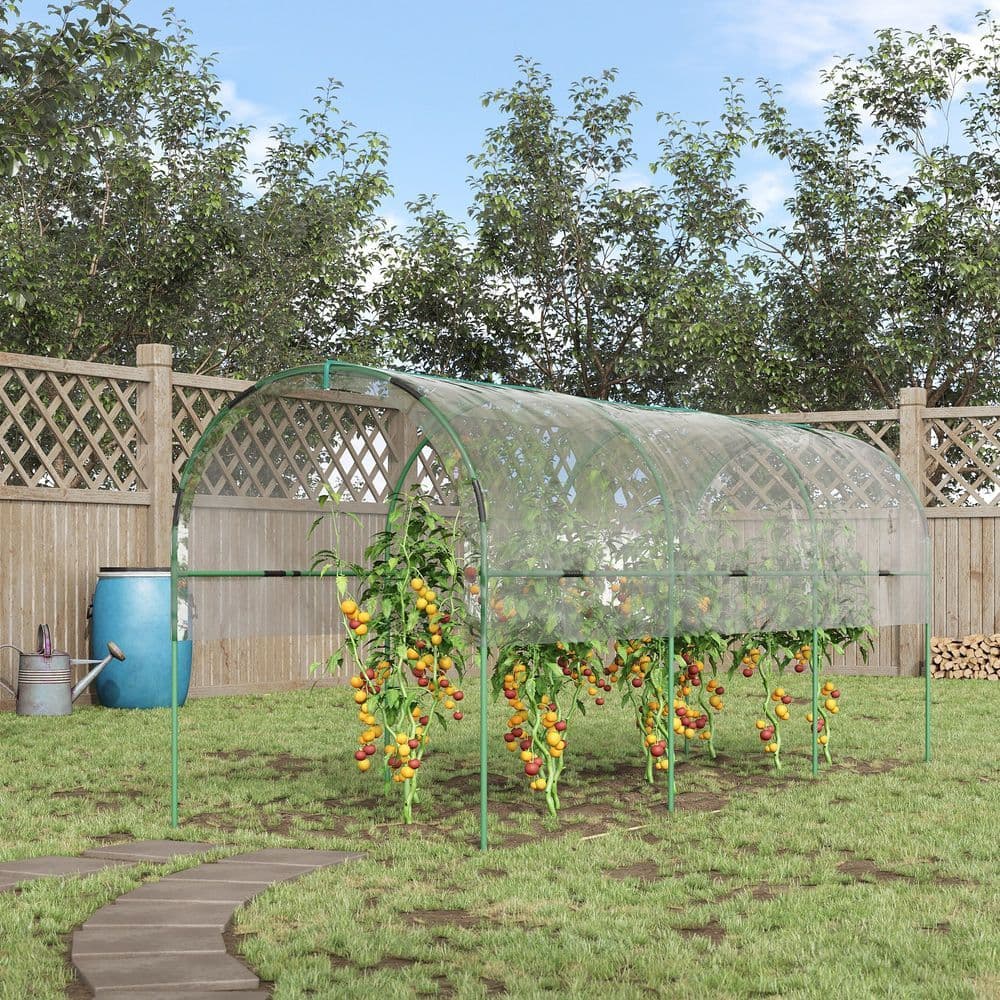 image-Outsunny Tomato Greenhouse with Top Tap, Pointed Bottom and Guy Ropes, Clear