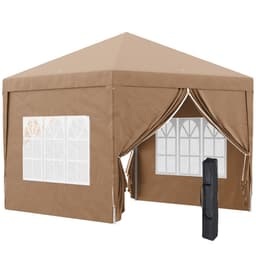 image-Outsunny 3x3 m Pop Up Gazebo Party Tent Canopy Marquee with Storage Bag Coffee