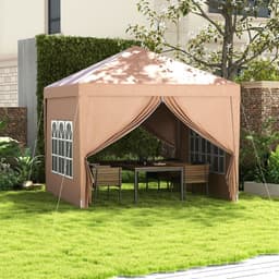 image-Outsunny 3x3 m Pop Up Gazebo Party Tent Canopy Marquee with Storage Bag Coffee
