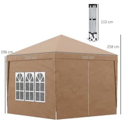 image-Outsunny 3x3 m Pop Up Gazebo Party Tent Canopy Marquee with Storage Bag Coffee