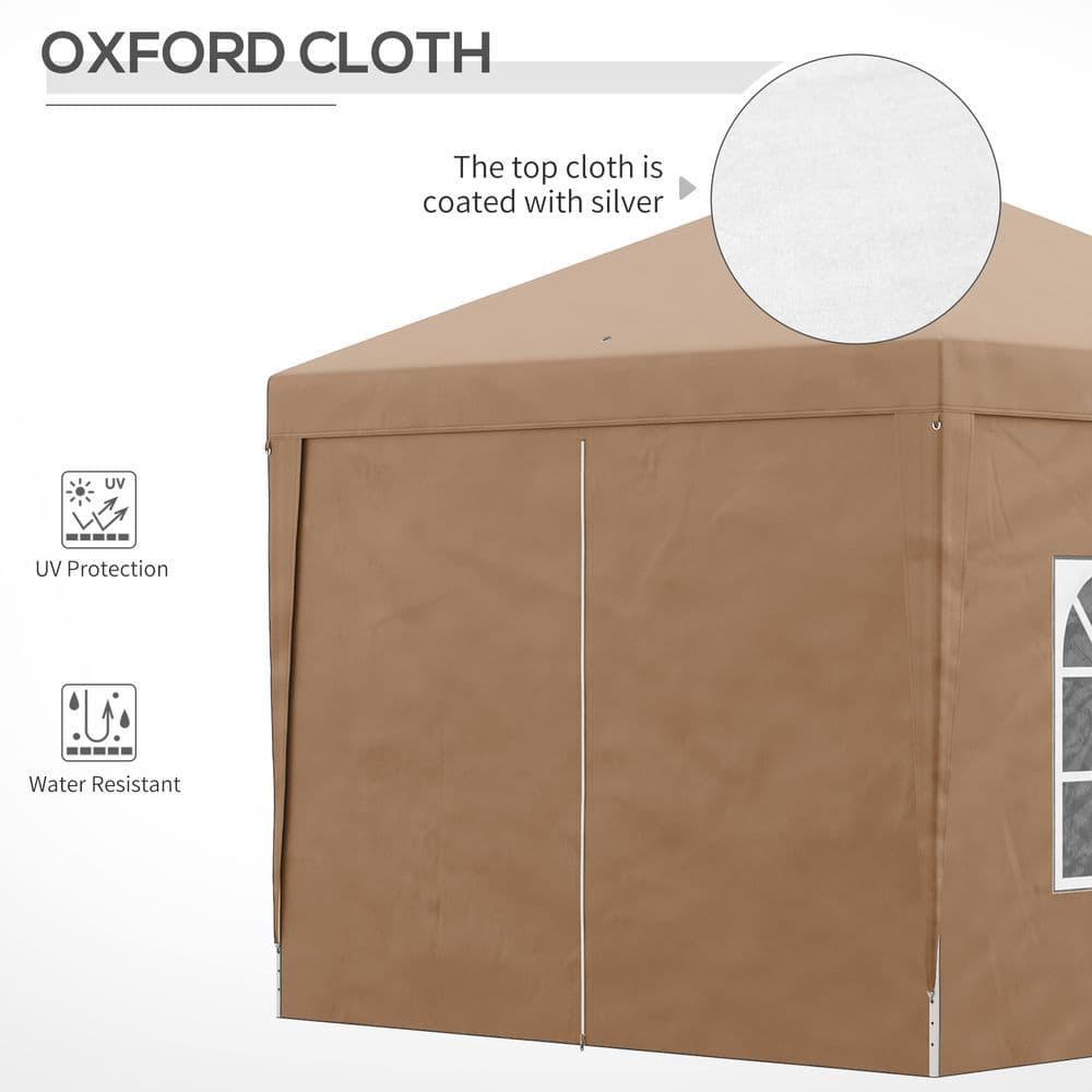 image-Outsunny 3x3 m Pop Up Gazebo Party Tent Canopy Marquee with Storage Bag Coffee