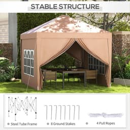 image-Outsunny 3x3 m Pop Up Gazebo Party Tent Canopy Marquee with Storage Bag Coffee