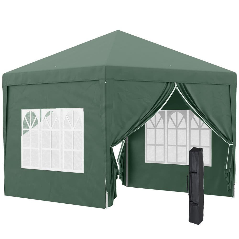 image-Outsunny 3mx3m Pop Up Gazebo Party Tent Canopy Marquee with Storage Bag Green