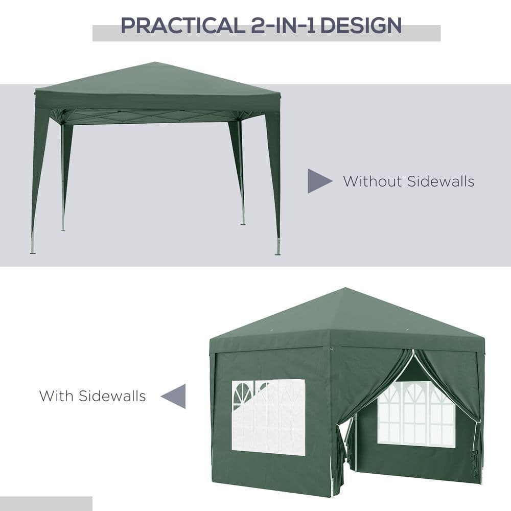 image-Outsunny 3mx3m Pop Up Gazebo Party Tent Canopy Marquee with Storage Bag Green