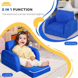 image-2 In 1 Kids Sofa Armchair Chair Fold Out Flip Open Baby Bed Couch Toddler Sofa