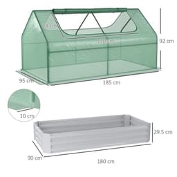 image-Outsunny Raised Garden Bed Planter Box with Greenhouse, Large Window, Green